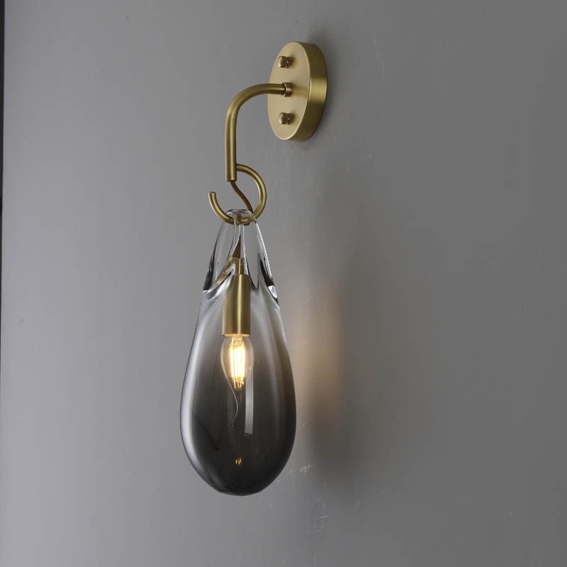 Modern Glass Wall Light Plating E14 Lighting Bedroom Wall Lamp Golden E14 LED BULB Iron +glass Shade White Box Hotel Guestroom