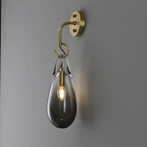 Modern Glass Wall Light Plating E14 Lighting Bedroom Wall Lamp Golden E14 LED BULB Iron +glass Shade White Box Hotel Guestroom