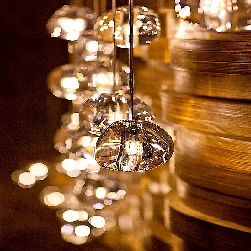 Modern hotel engineering glass ball chandeliers decoration custom hotel lobby villa rotating ladder chandeliers&pendant lights