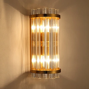 Modern Nordic Garden Corridor Glass Crystal Luxury Bedside Vintage Wall Lamp