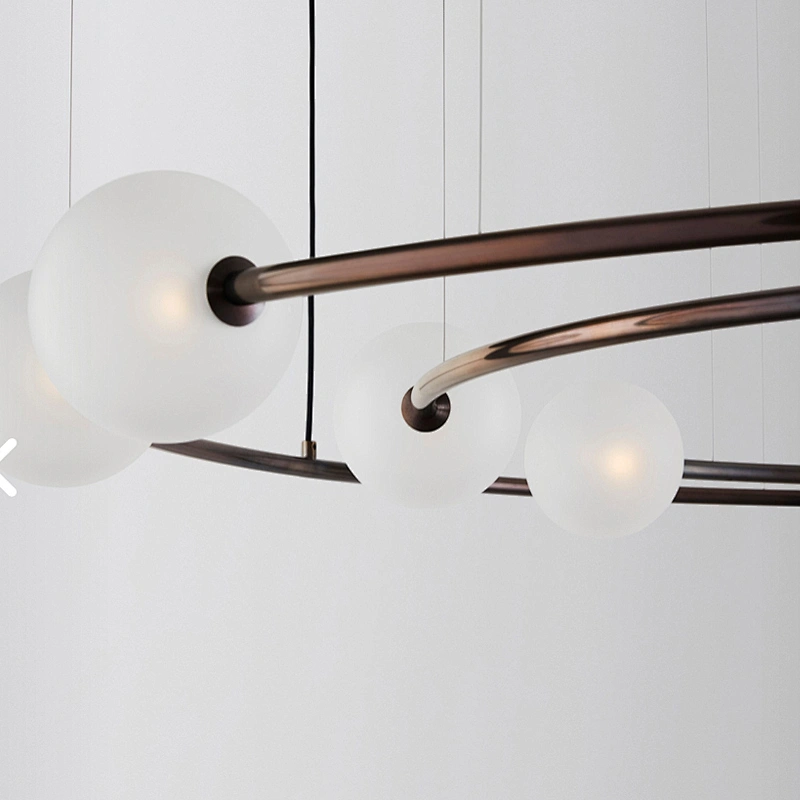 Modern Creative Ring Planet Design Light Luxury Led Glass Pendant Lamp