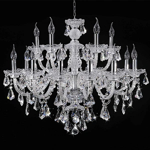 Modern glass crystal  luxury clear  chandelier pendant lights with candle bulb chrome and golden finish