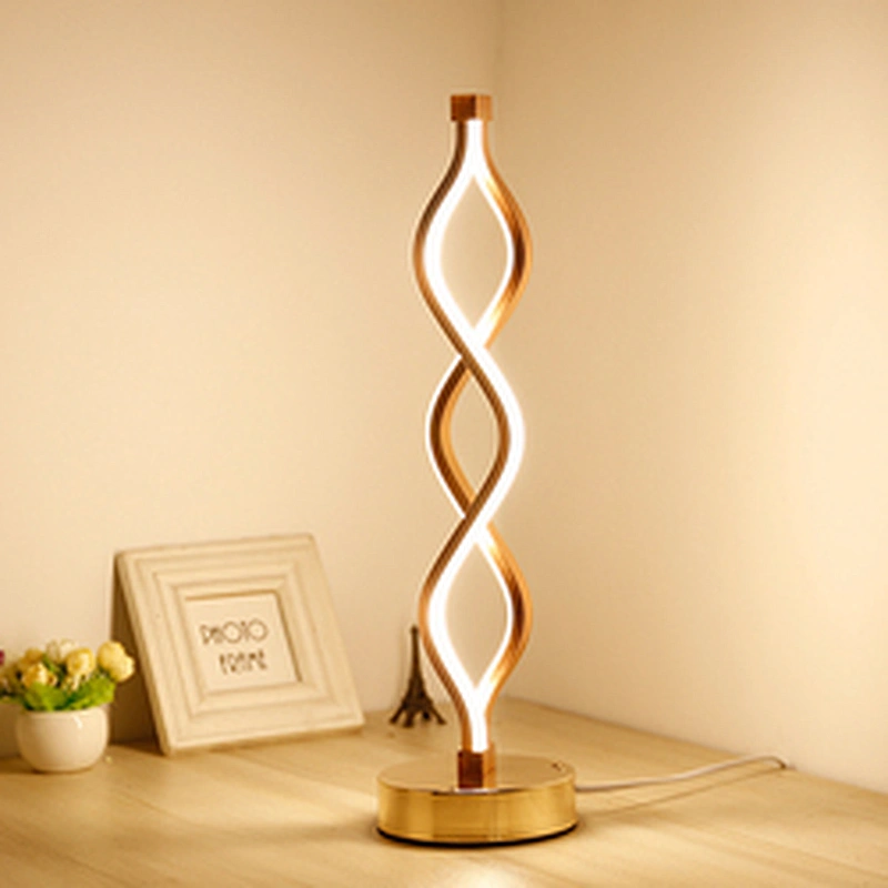 Modern creative bedside spiral night led reading desk light table lamp