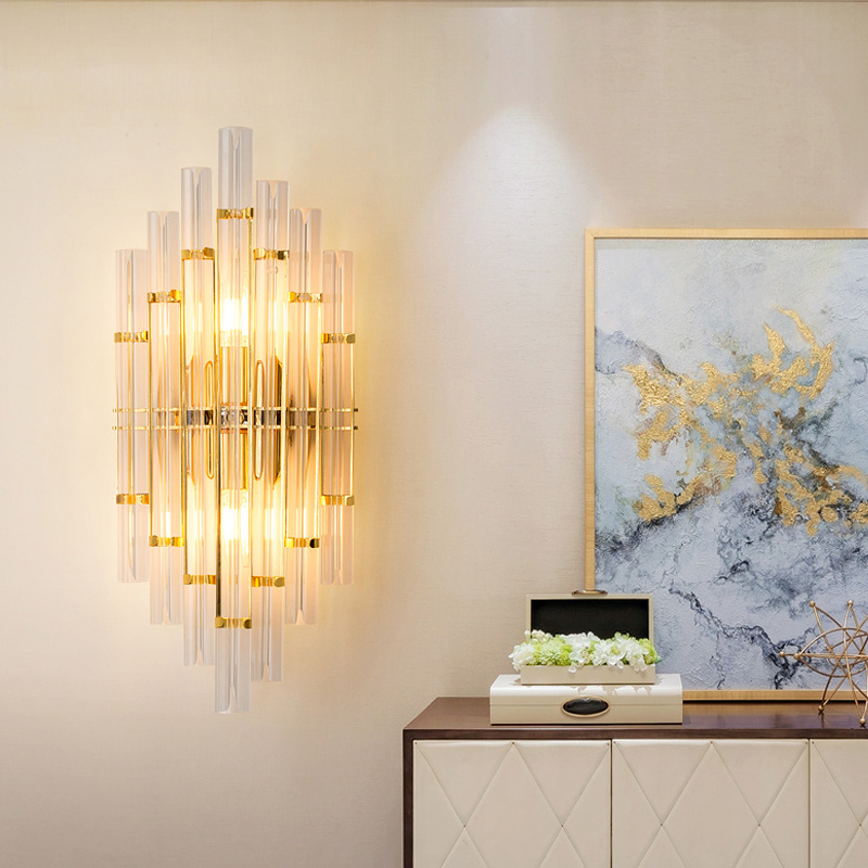 Modern Nordic garden corridor glass crystal luxury bedside wall lamp