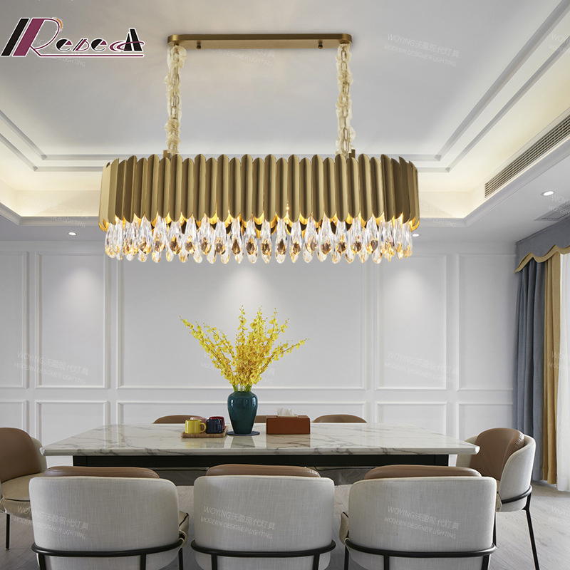 Luxury Crystal Chandelier Modern Simple Living Room Dining Room Gold Round Pendant Lights