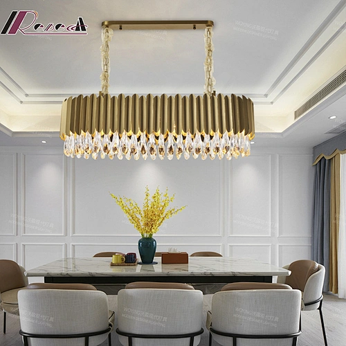Luxury Crystal Chandelier Modern Simple Living Room Dining Room Gold Round Pendant Lights