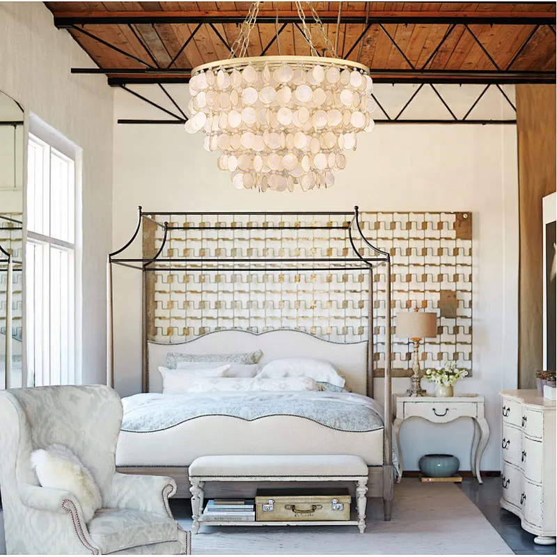 Decorative Luxury Custom Lighting Seashell Bubble Chandelier Modern Simple Design European Creative Shell Bedroom Pendant Lamp