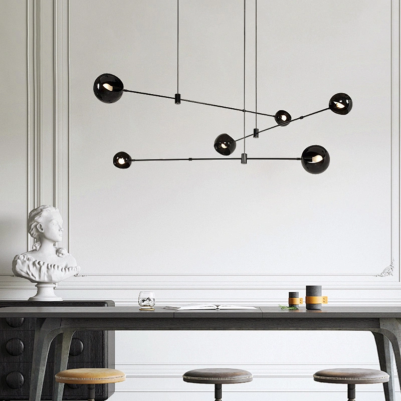 Modern nordic simple  living room bedroom led lighting chandelier matt black finish