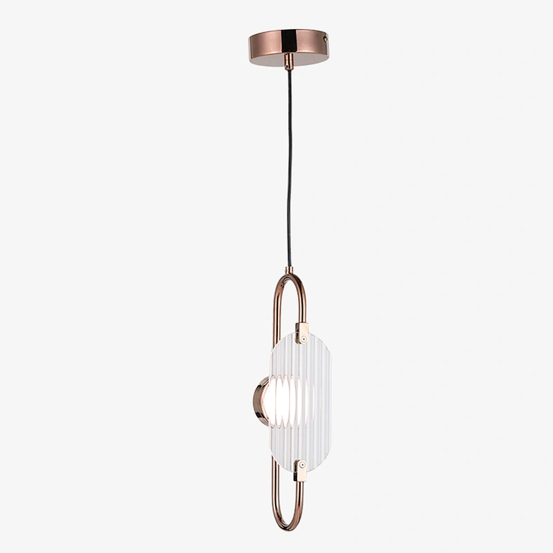 Custonzed clear ribbed glass pendant lamp hanging light matching table light modern simple rose gold chandelier