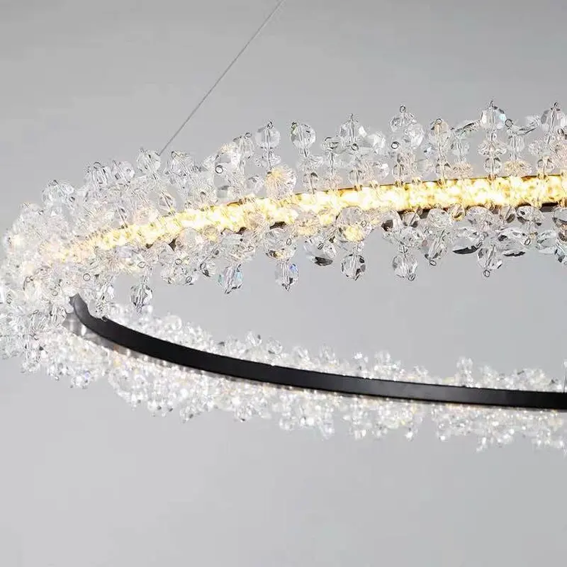 Nordic modern simple crystal chandelier ring chandelier duplex building living room bedroom art dining room light luxury model r