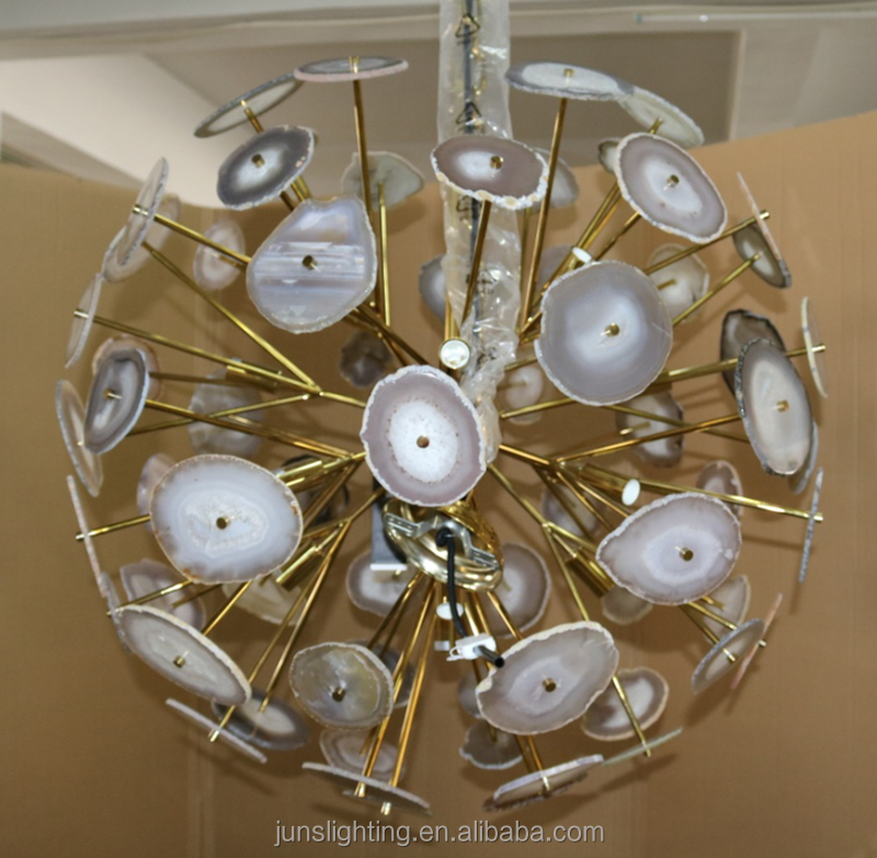 New Design Globe Luxury Natural Jade Agate Pendant Lamp Chandeliers Pendant Lights