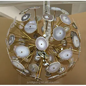 New Design Globe Luxury Natural Jade Agate Pendant Lamp Chandeliers Pendant Lights