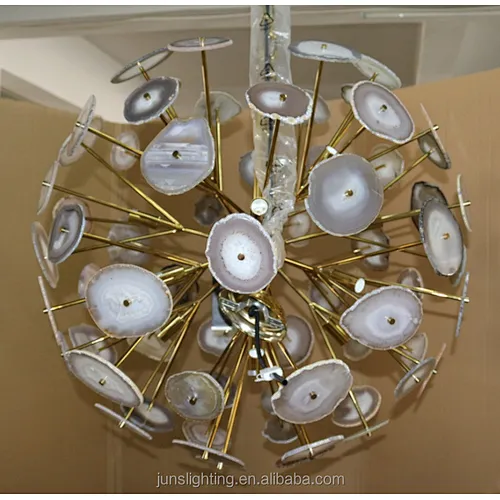 New Design Globe Luxury Natural Jade Agate Pendant Lamp Chandeliers Pendant Lights