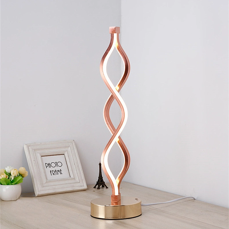 Modern creative bedside spiral night led reading desk light table lamp
