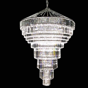 European Luxury Cone Shape Crystal Hotel Lobby Chandeliers Pendant Lights