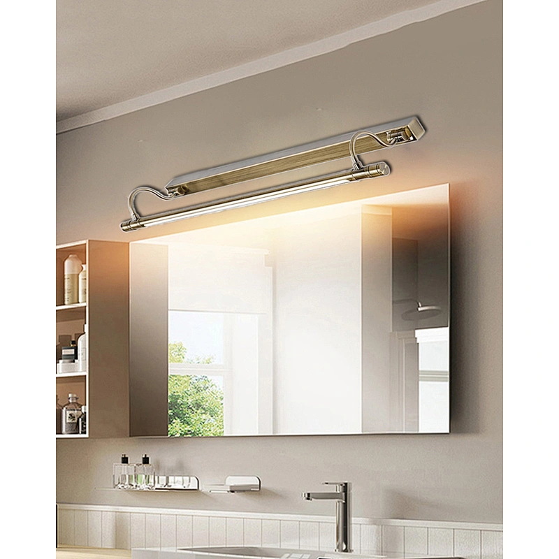 Classic Gold and Nickel Waterproof Hotel Decor Mirror Wall Light Hotel Bathroom Custom 9W/12W/14W IP44 Wall Lights