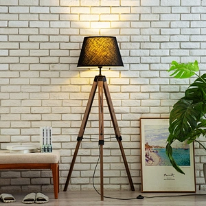 Contemporary hotel living room adjustable wooden tripod standing floor lamp