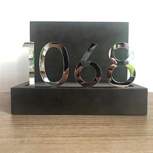 8W custom hotel door number wall light simple silver square stainless steel LED wall light