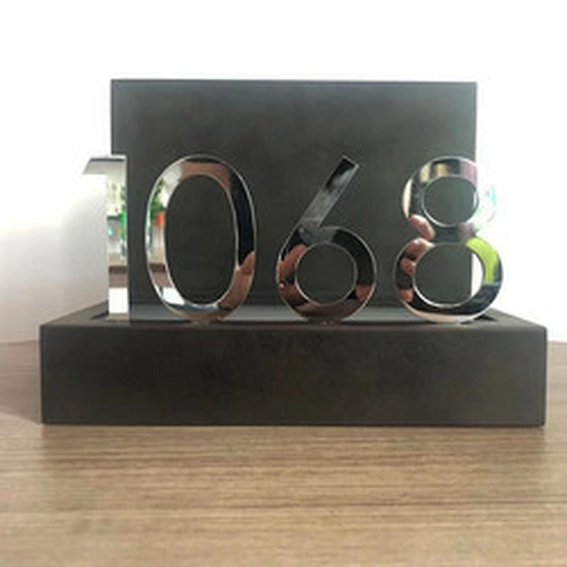 8W custom hotel door number wall light simple silver square stainless steel LED wall light