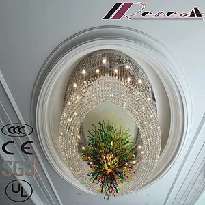 Customized Guzhen Hotel Crystal Ceiling Lighting Big Project Lamp Chandeliers Pendant Lights