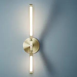 Nordic modern stylish bedroom headrest dining hall wall lamp of Golden fluctuation baton aluminum