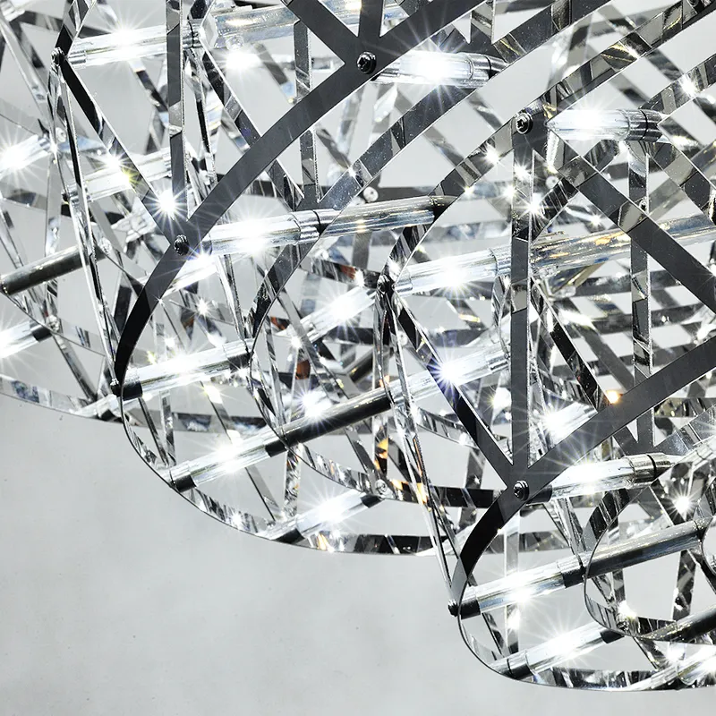 Custom lighting new innovation simple geometry stainless steel led ceiling lights chandelier