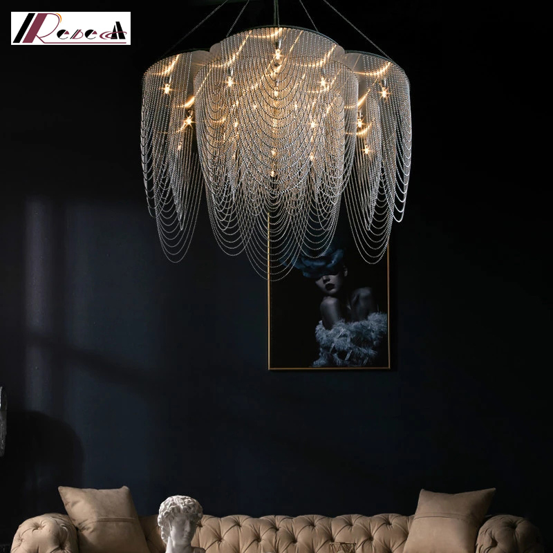 For Living Room Lamp Led Chandeliers Pendant Light Dark Style High Ceiling Vintage Modern LED G9 Rebecca Lighting Hotel 8 Arms