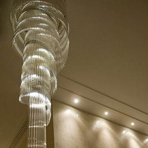 Modern hanging stairwell long spiral luxury white crystal chandelier light
