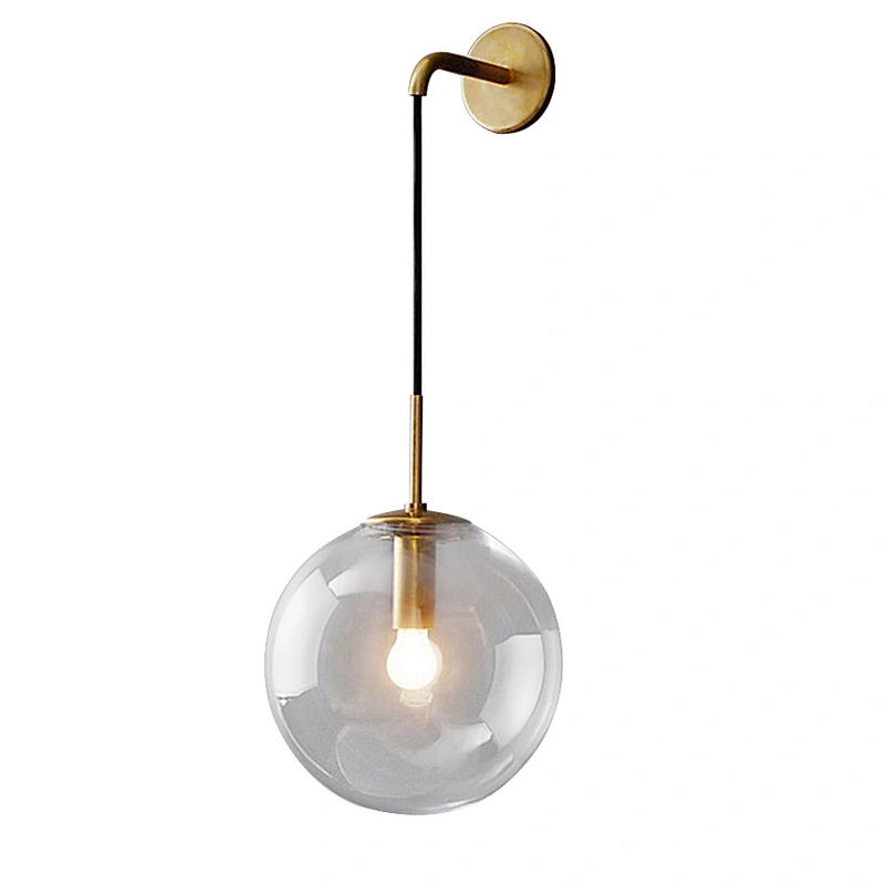 Nordic bedroom bedside living room sofa background wall round glass bulb wall lamp