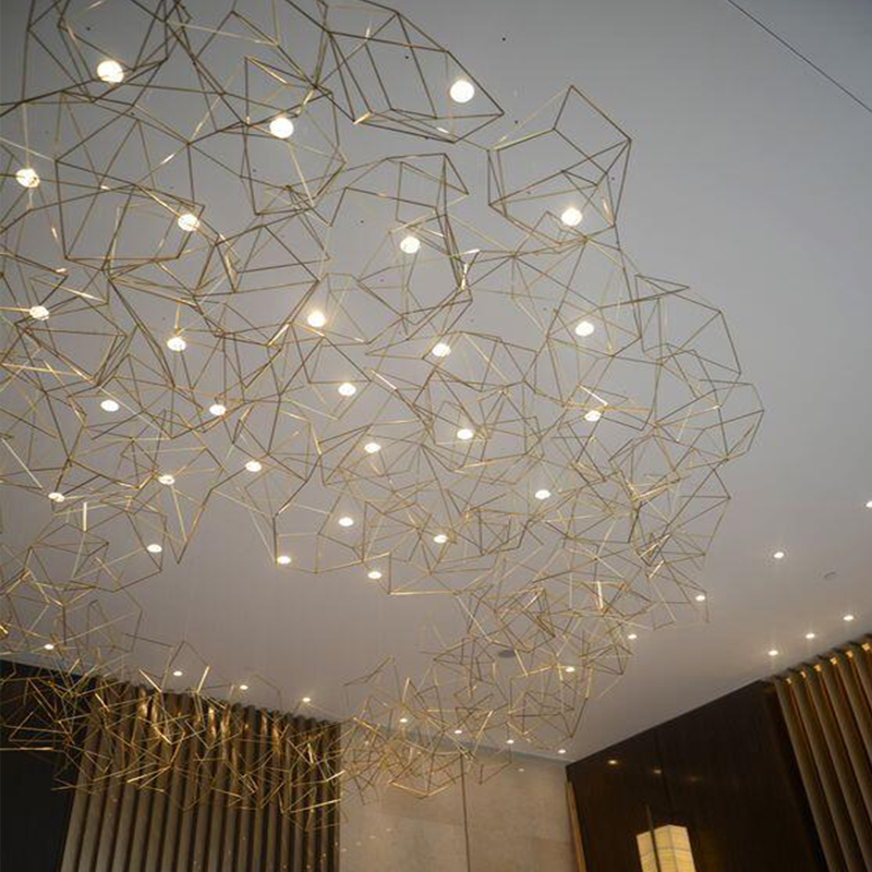 Customizable Modern design customized decoration project big hotel lobby stairs Chandelier