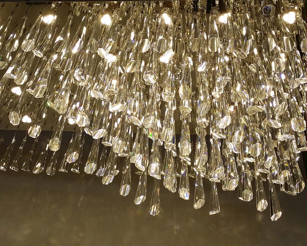 Large Rectangular Crystal Raindrop Chandelier Prisms For Hotel Lobby Pendant Lights