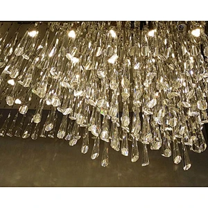Large Rectangular Crystal Raindrop Chandelier Prisms For Hotel Lobby Pendant Lights