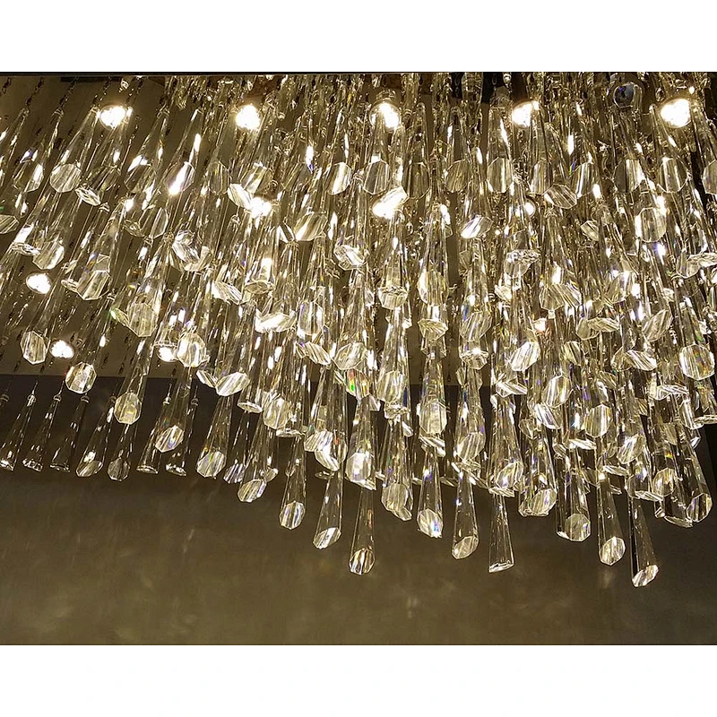 Large Rectangular Crystal Raindrop Chandelier Prisms For Hotel Lobby Pendant Lights
