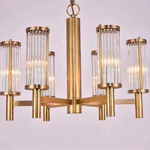 Modern  Contracted Hotel Guest Room Light Crystal Solid Brass Chandelier pendant lights