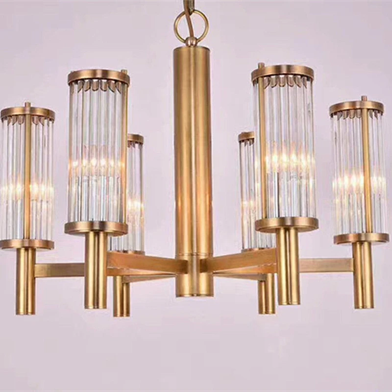 Modern  Contracted Hotel Guest Room Light Crystal Solid Brass Chandelier pendant lights