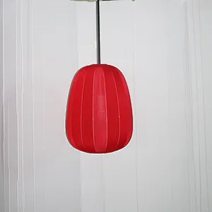 Chinese Traditional Style Red Paper Lantern Shape Shade Pendant Lamp Unique Lighting