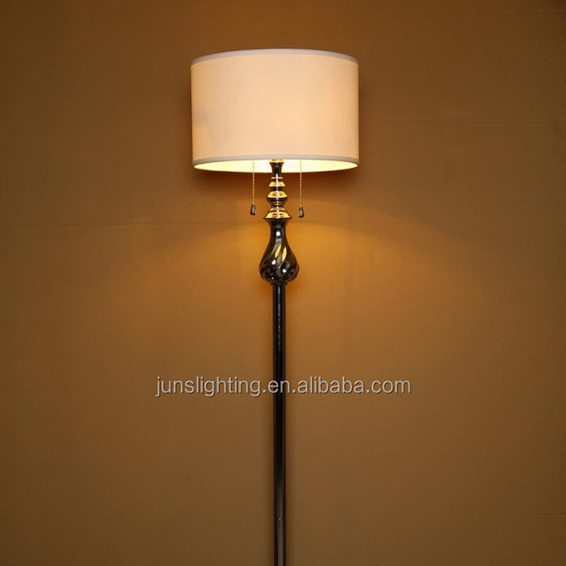 Chrome Hotel Bedroom Night Standing Lamp With Double Pull Switch Hight Floor Lamp
