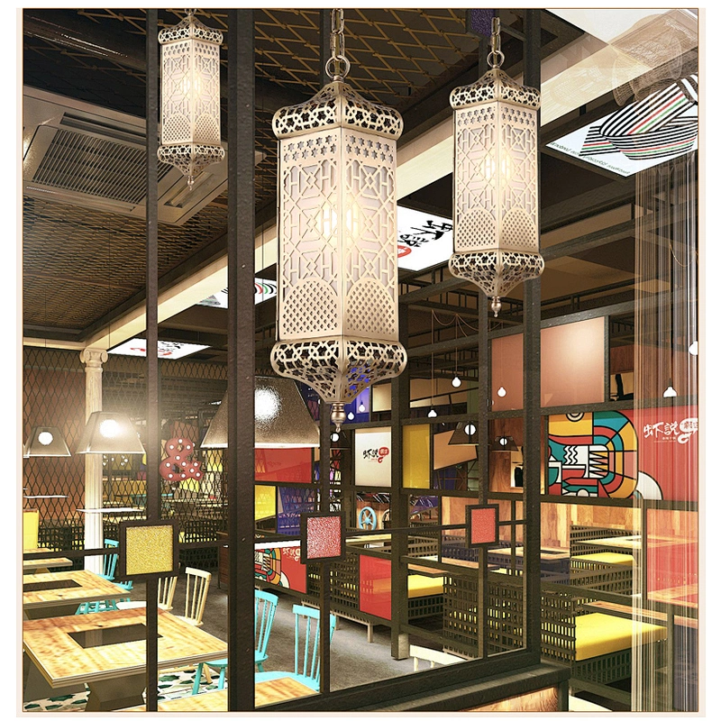 All Copper Moroccan Chandelier Living Room Lamp Hollow-Out Carved Flower Lamp Cafe Lighting Creative Personality Restaurant Lamp
