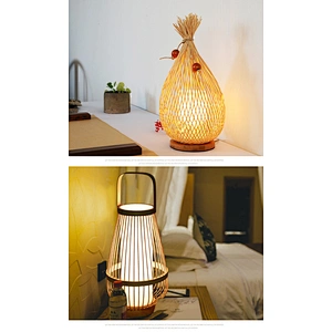 Modern Simple Bamboo Weaving Bamboo Art Living Room Bedroom Study Creative Personality Designer Chinese Style Desk Lamp
