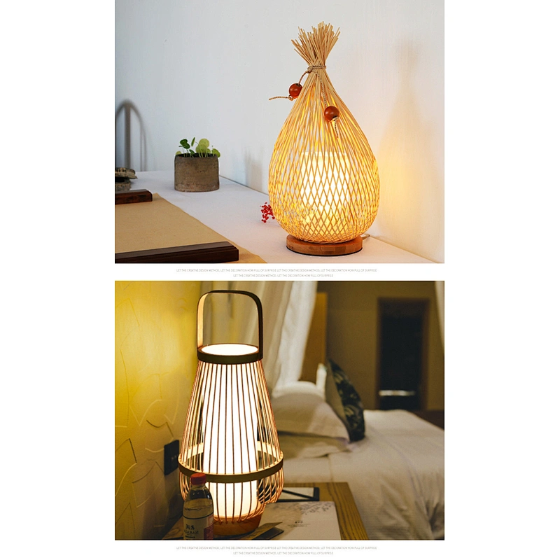 Modern Simple Bamboo Weaving Bamboo Art Living Room Bedroom Study Creative Personality Designer Chinese Style Desk Lamp