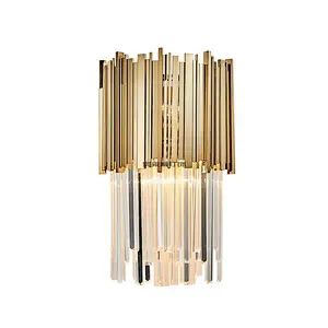 golden wall lights with k9 crystal stainless steel or  iron frame sconce