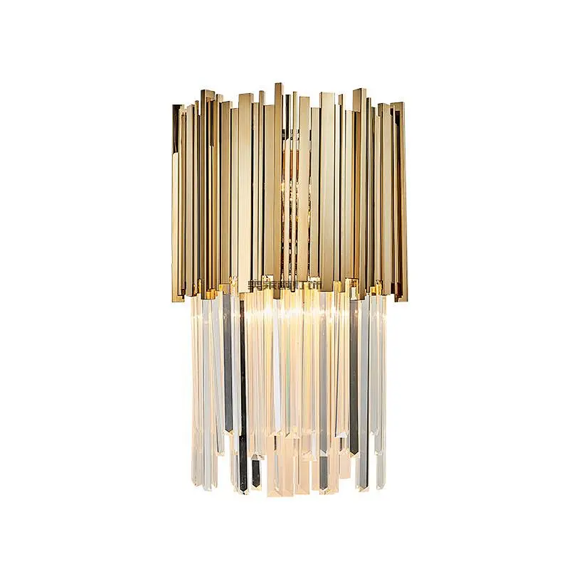 golden wall lights with k9 crystal stainless steel or  iron frame sconce