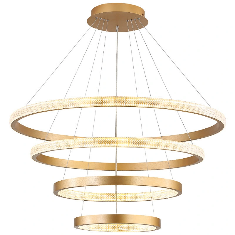 Modern iron living room chandelier luxury villa restaurant atmosphere lighting hotel engineering custom ring chandeliers