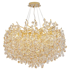 Villa Crystal Chandelier Round Dining Lamp For Living Room