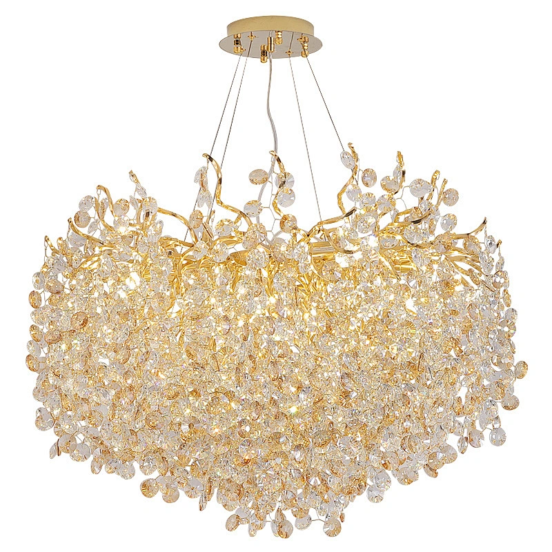 Villa Crystal Chandelier Round Dining Lamp For Living Room