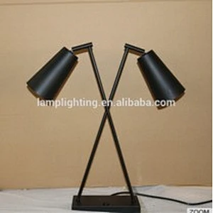 Adjustable Double Heads Black Bedside Reading Desk Lamp Led Table Lamps