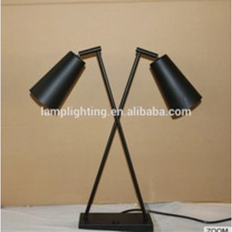 Adjustable Double Heads Black Bedside Reading Desk Lamp Led Table Lamps