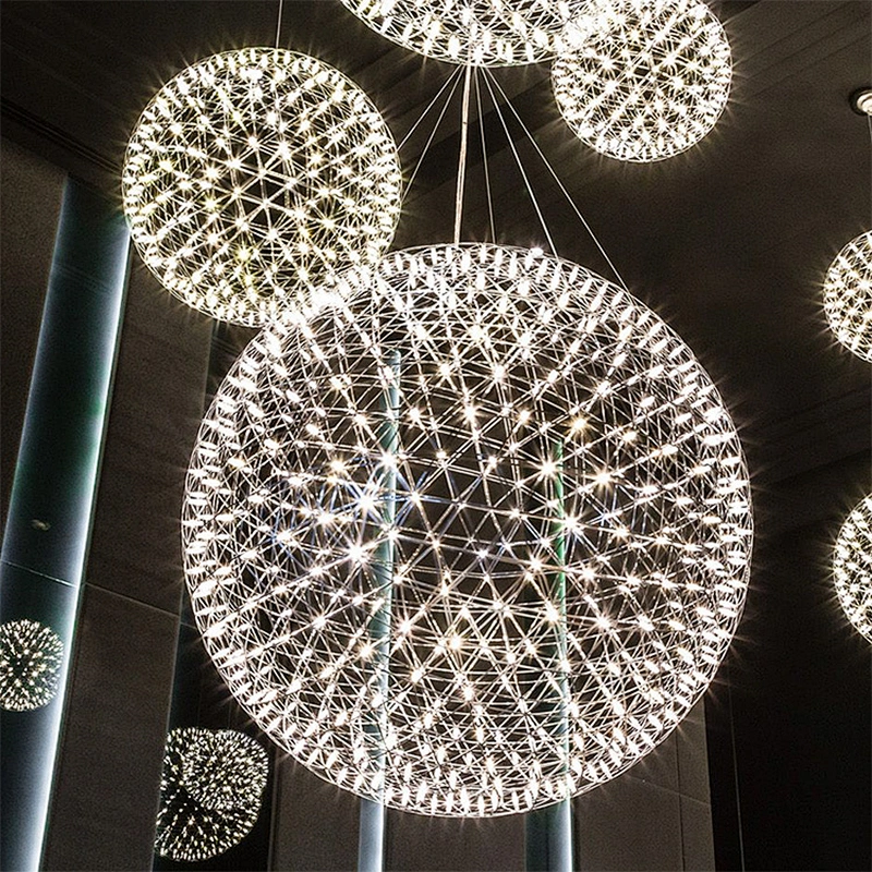 Modern nordic designer chrome led ceiling chandelier  pendant light mrna1273 modern