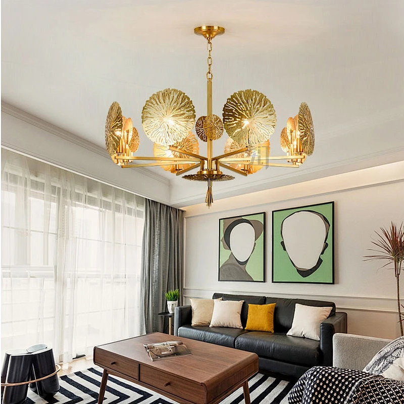 Modern pendant lamps home decor copper brass luxury chandelier