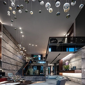 Modern design project hotel lobby dining room glass luxury chandelier